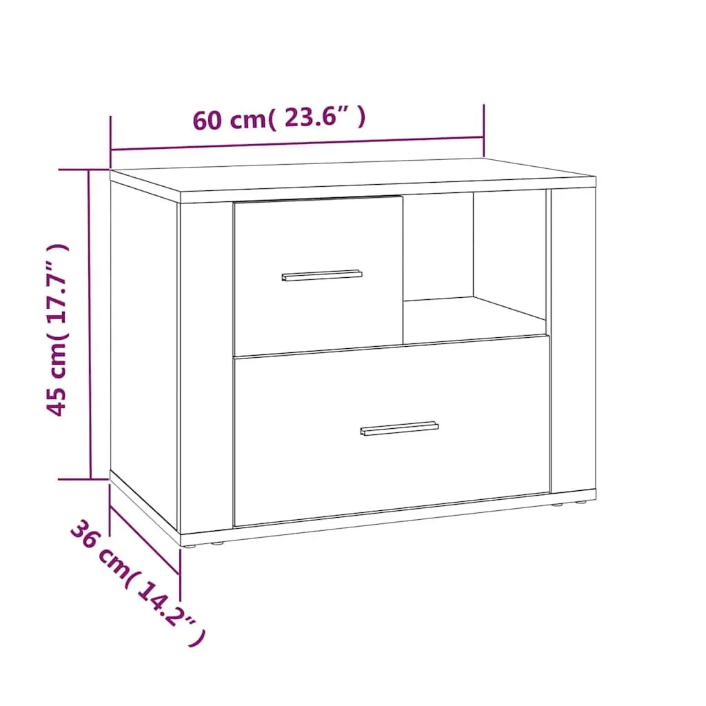 Black Bedside Cabinet with Storage Drawers