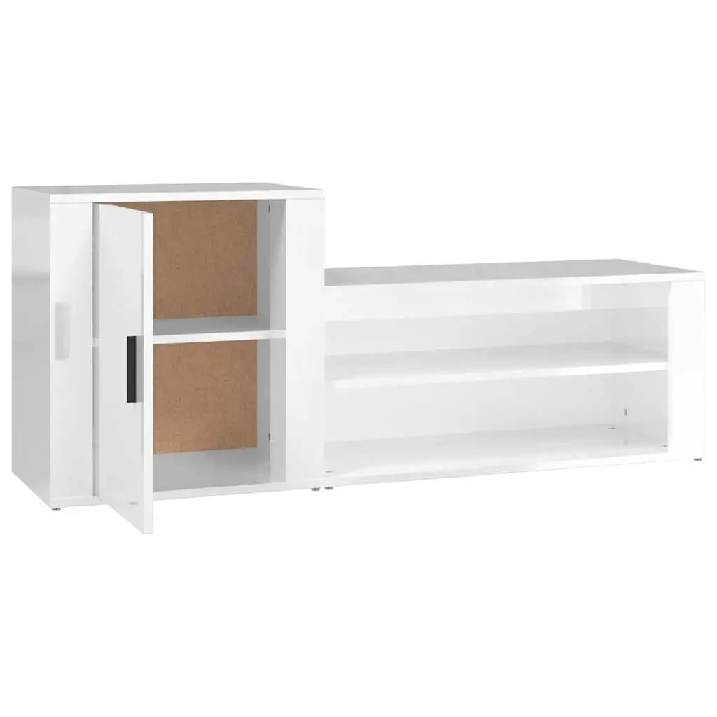 Shoe Cabinet Engineered Wood 130W x 35D x 54H cm White High Gloss