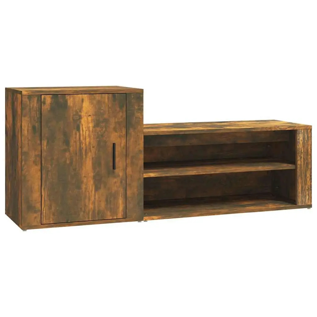 Brown Engineered Wood Shoe Cabinet with 2 Compartments
