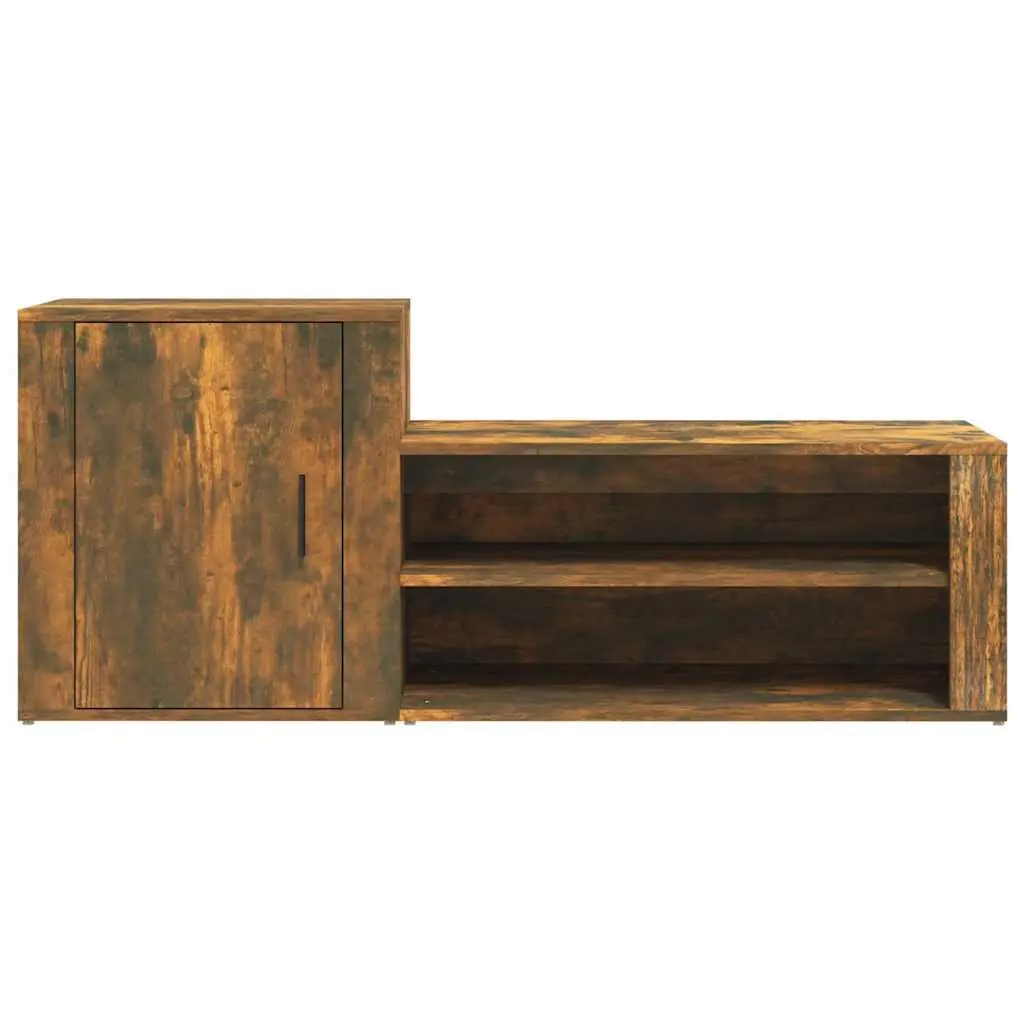Brown Engineered Wood Shoe Cabinet with 2 Compartments