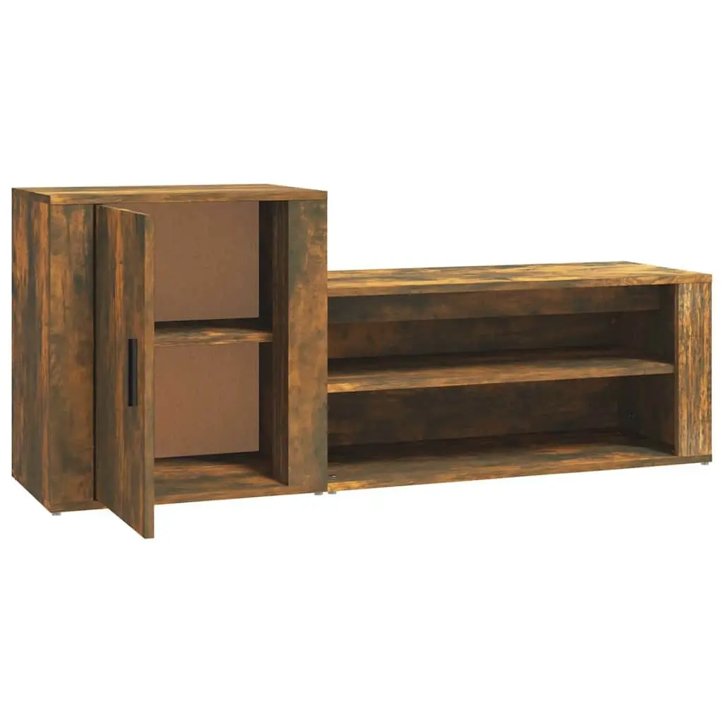 Brown Engineered Wood Shoe Cabinet with 2 Compartments