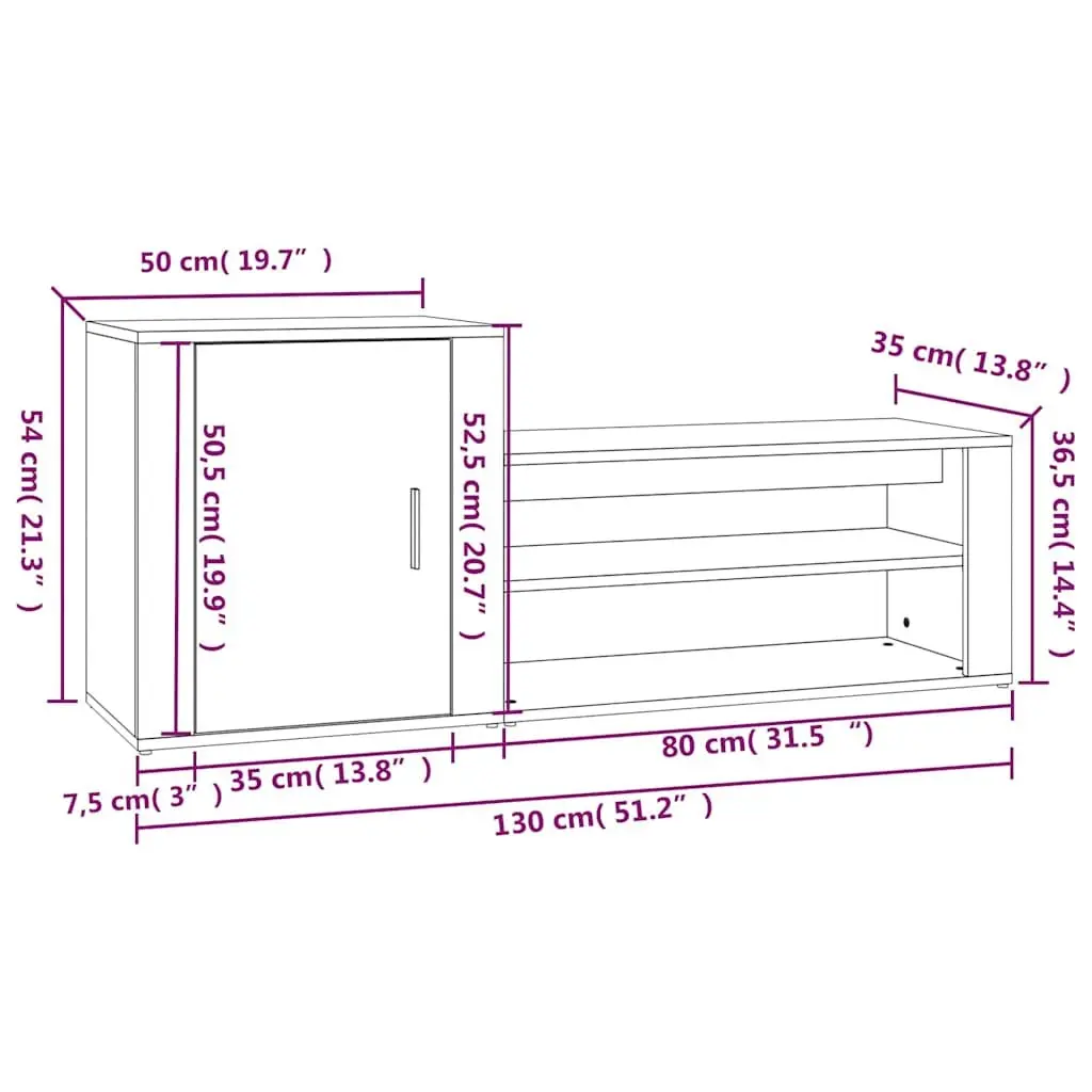 Brown Engineered Wood Shoe Cabinet with 2 Compartments