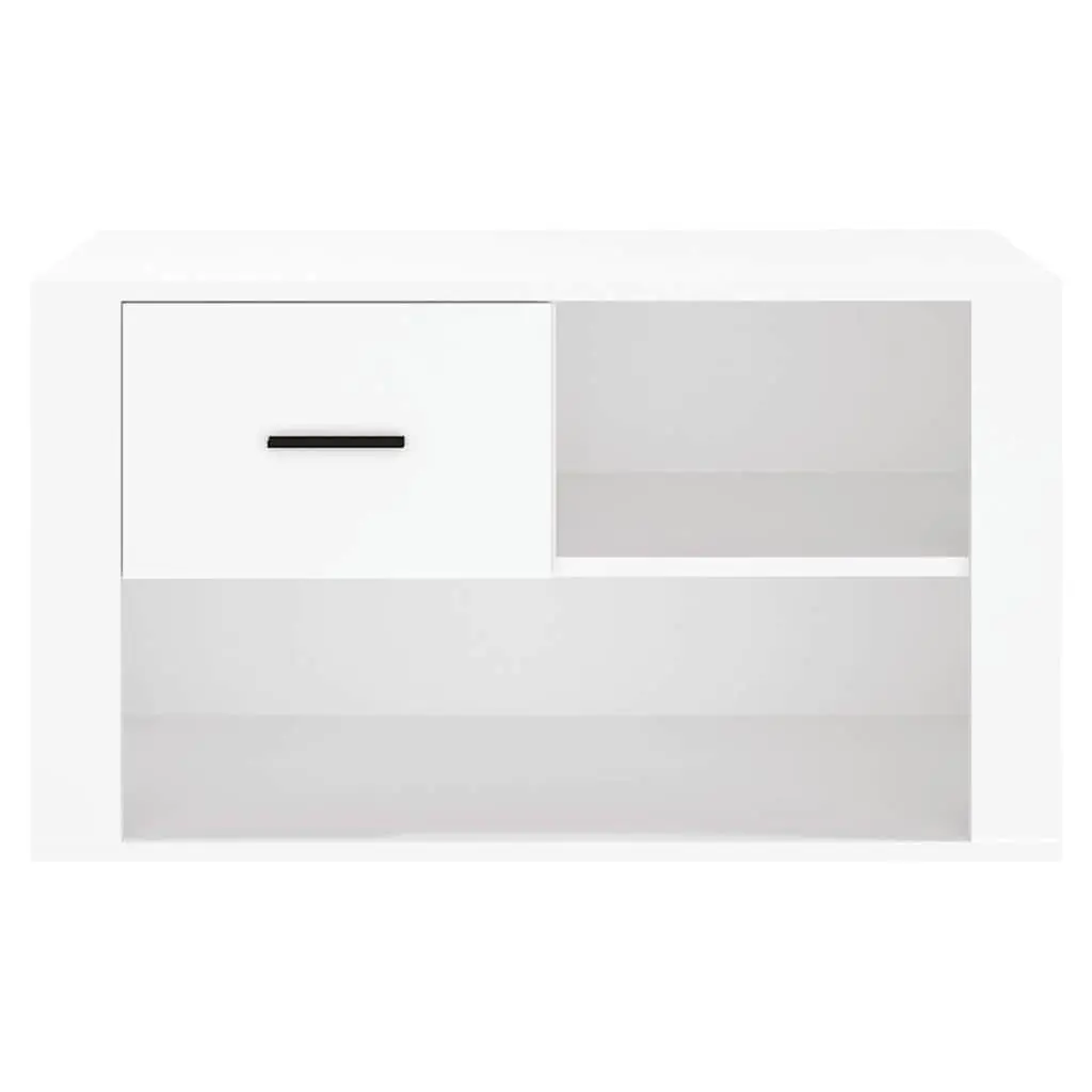 White Engineered Wood Shoe Cabinet with 2 Compartments