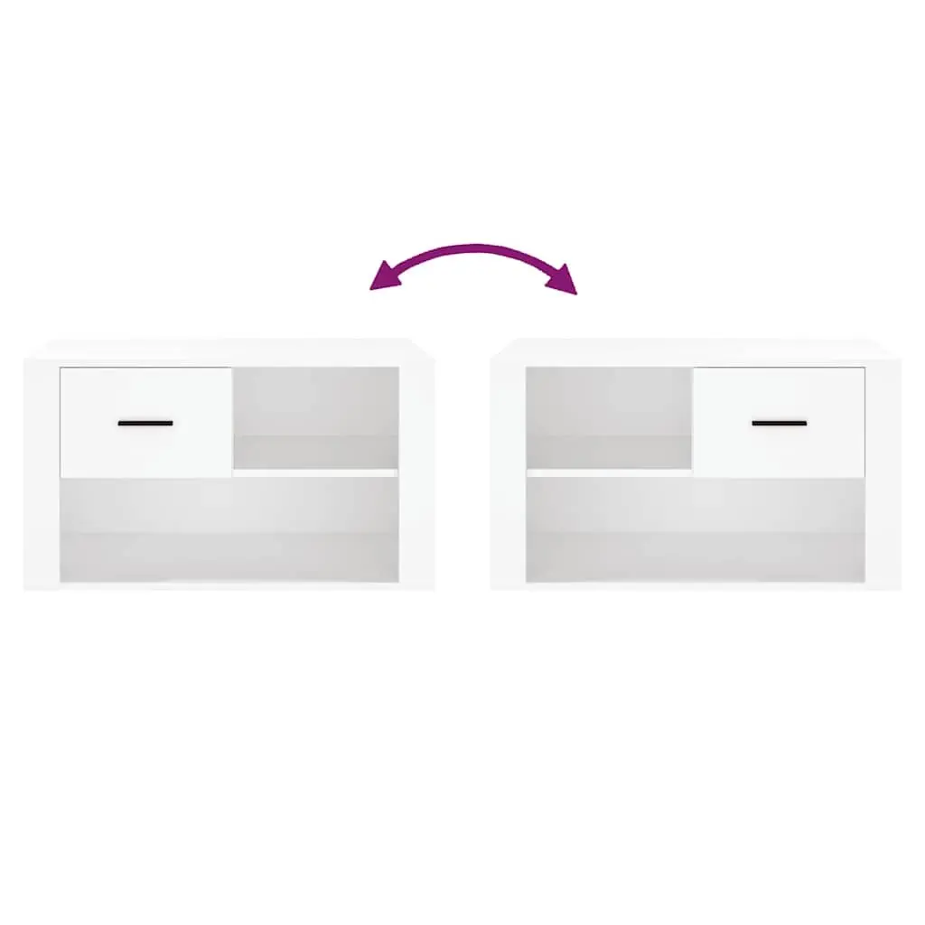 White Engineered Wood Shoe Cabinet with 2 Compartments