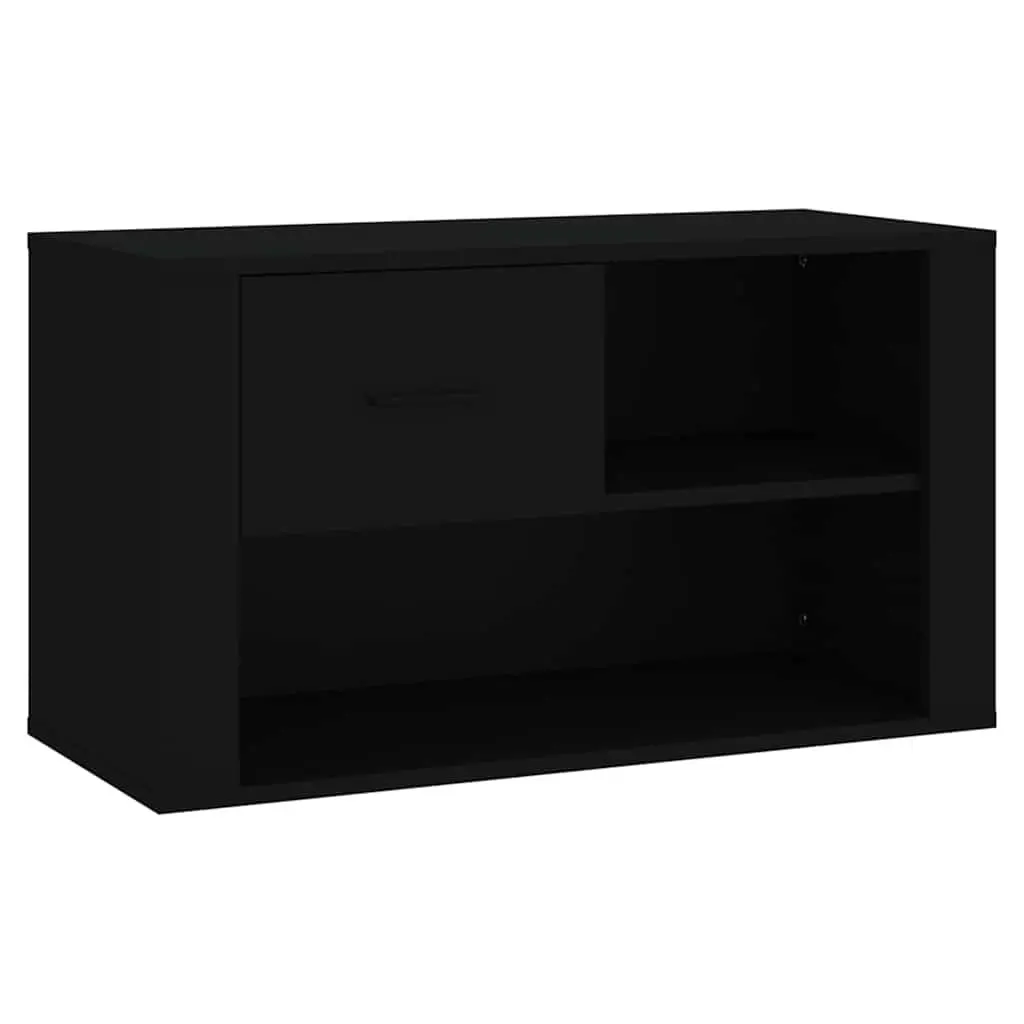 Shoe Cabinet Engineered Wood 80 x 35 x 45 cm Black