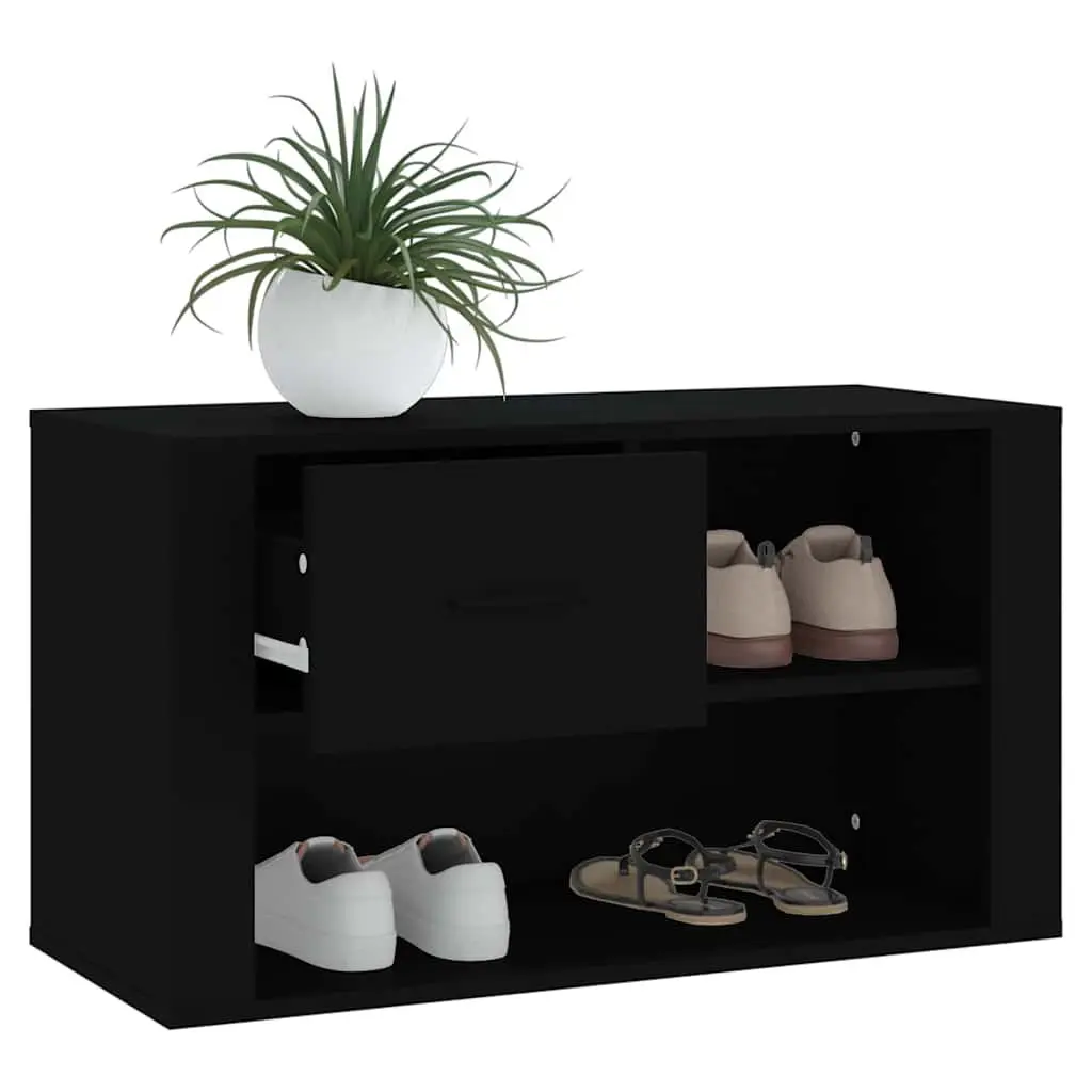 Shoe Cabinet Engineered Wood 80 x 35 x 45 cm Black