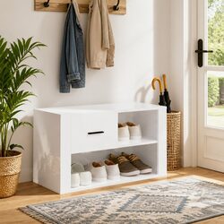 Elegant High Gloss White Shoe Cabinet for Storage