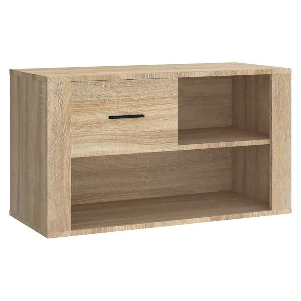Beige Engineered Wood Shoe Storage Cabinet with 2 Compartments