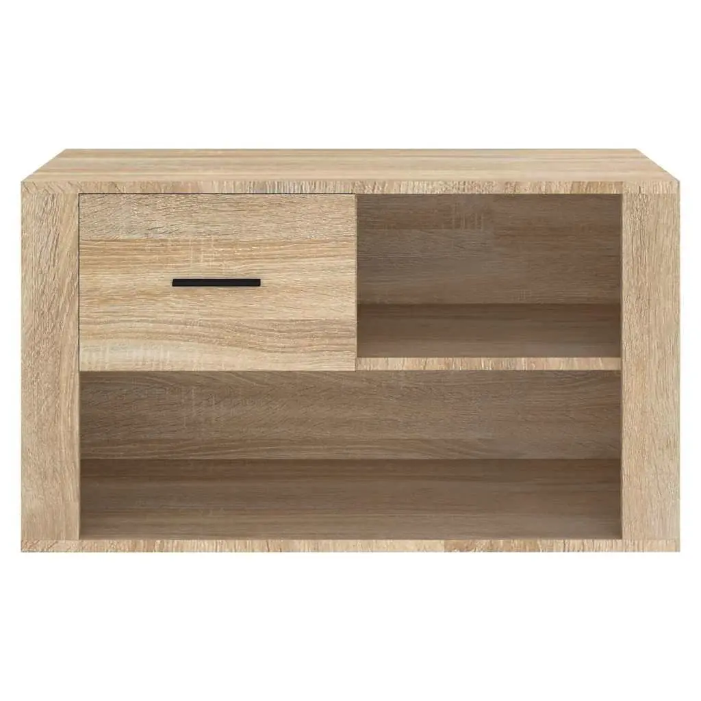 Beige Engineered Wood Shoe Storage Cabinet with 2 Compartments
