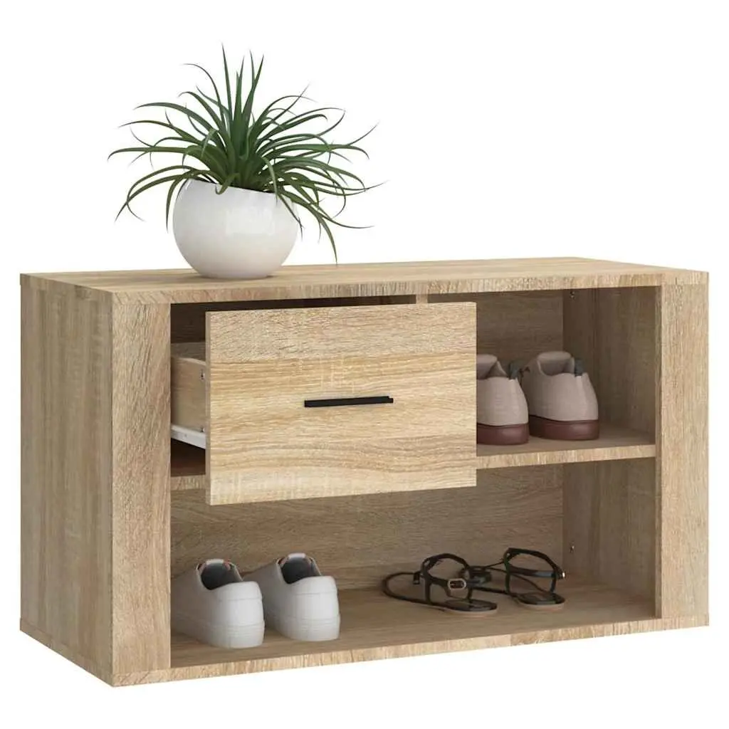 Beige Engineered Wood Shoe Storage Cabinet with 2 Compartments
