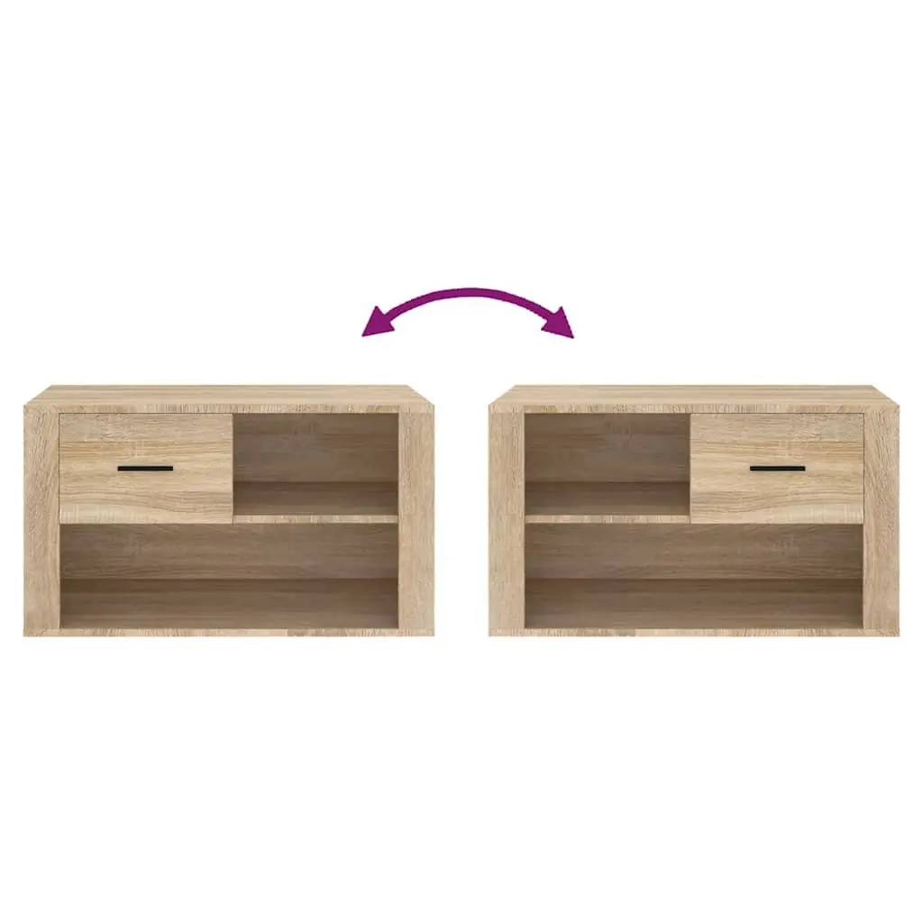 Beige Engineered Wood Shoe Storage Cabinet with 2 Compartments