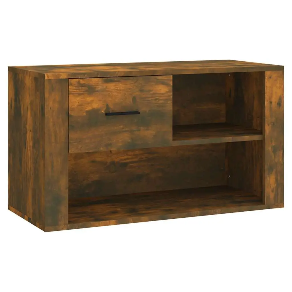 Brown Engineered Wood Shoe Cabinet with Compartments
