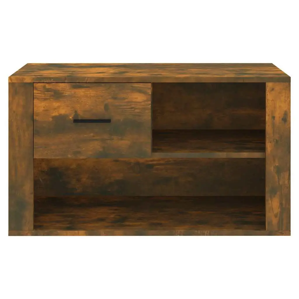 Brown Engineered Wood Shoe Cabinet with Compartments