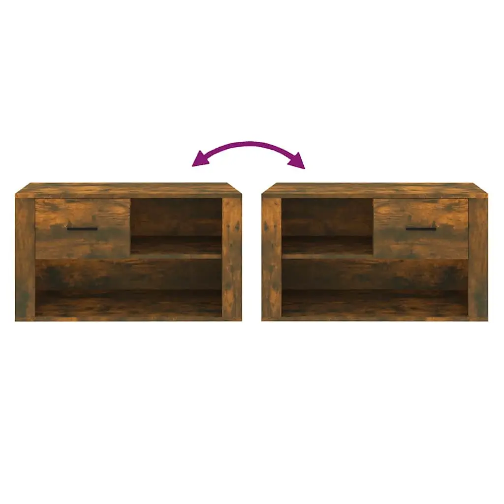 Brown Engineered Wood Shoe Cabinet with Compartments