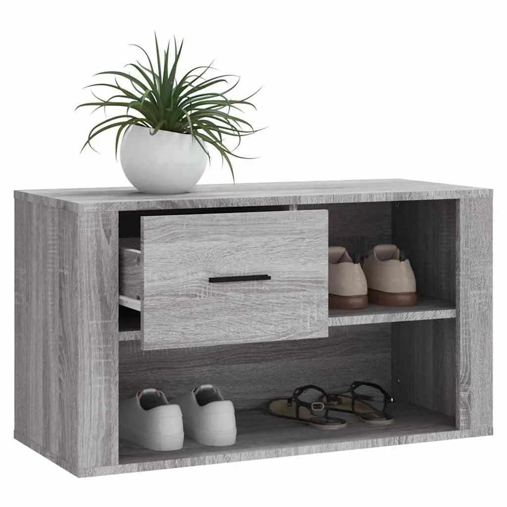 Grey Engineered Wood Shoe Cabinet for Storage