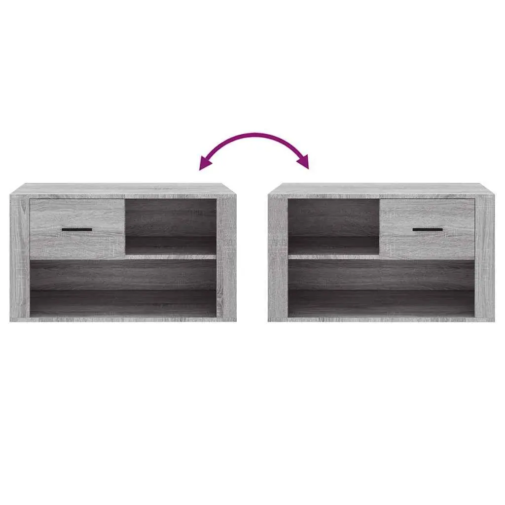 Grey Engineered Wood Shoe Cabinet for Storage