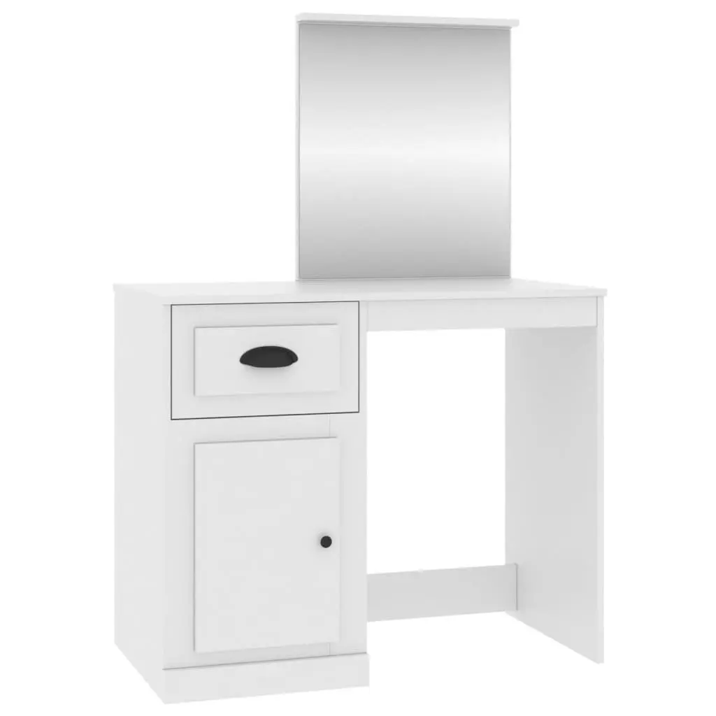 White Dressing Table with Mirror and Storage