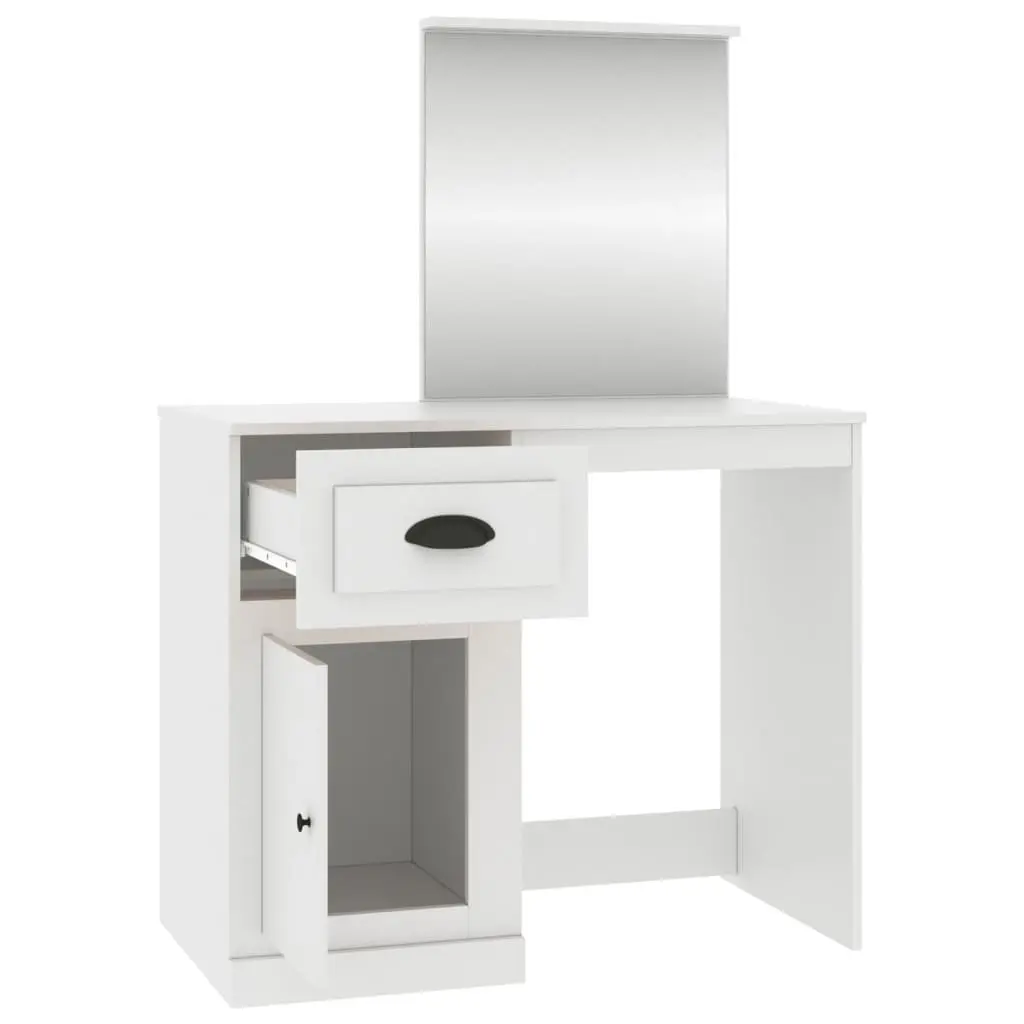 White Dressing Table with Mirror and Storage
