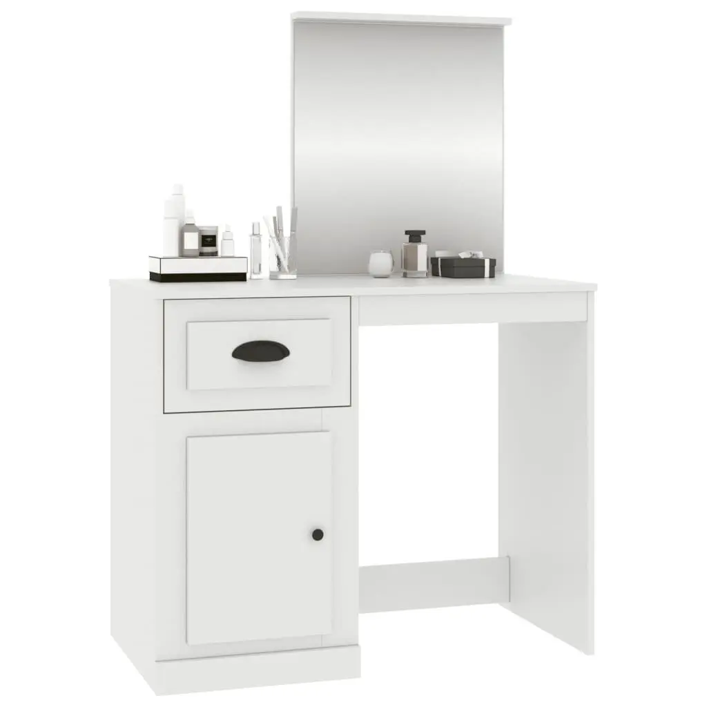 White Dressing Table with Mirror and Storage