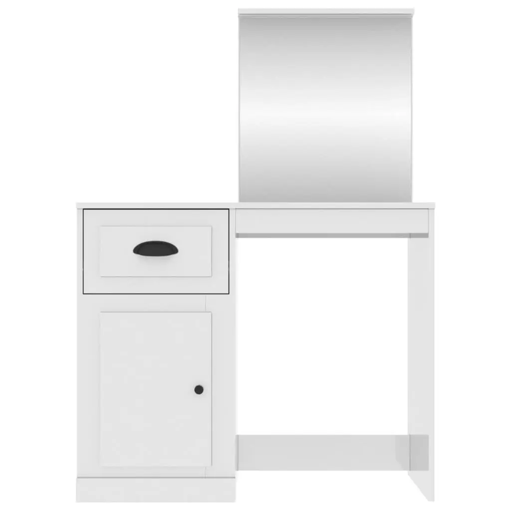 White High Gloss Vanity Unit with Integrated Mirror