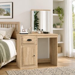 Dressing Table with Mirror Bedroom Vanity Unit Storage Brown Engineered Wood