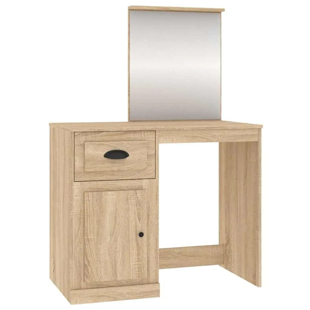 Brown Engineered Wood Dressing Table with Mirror