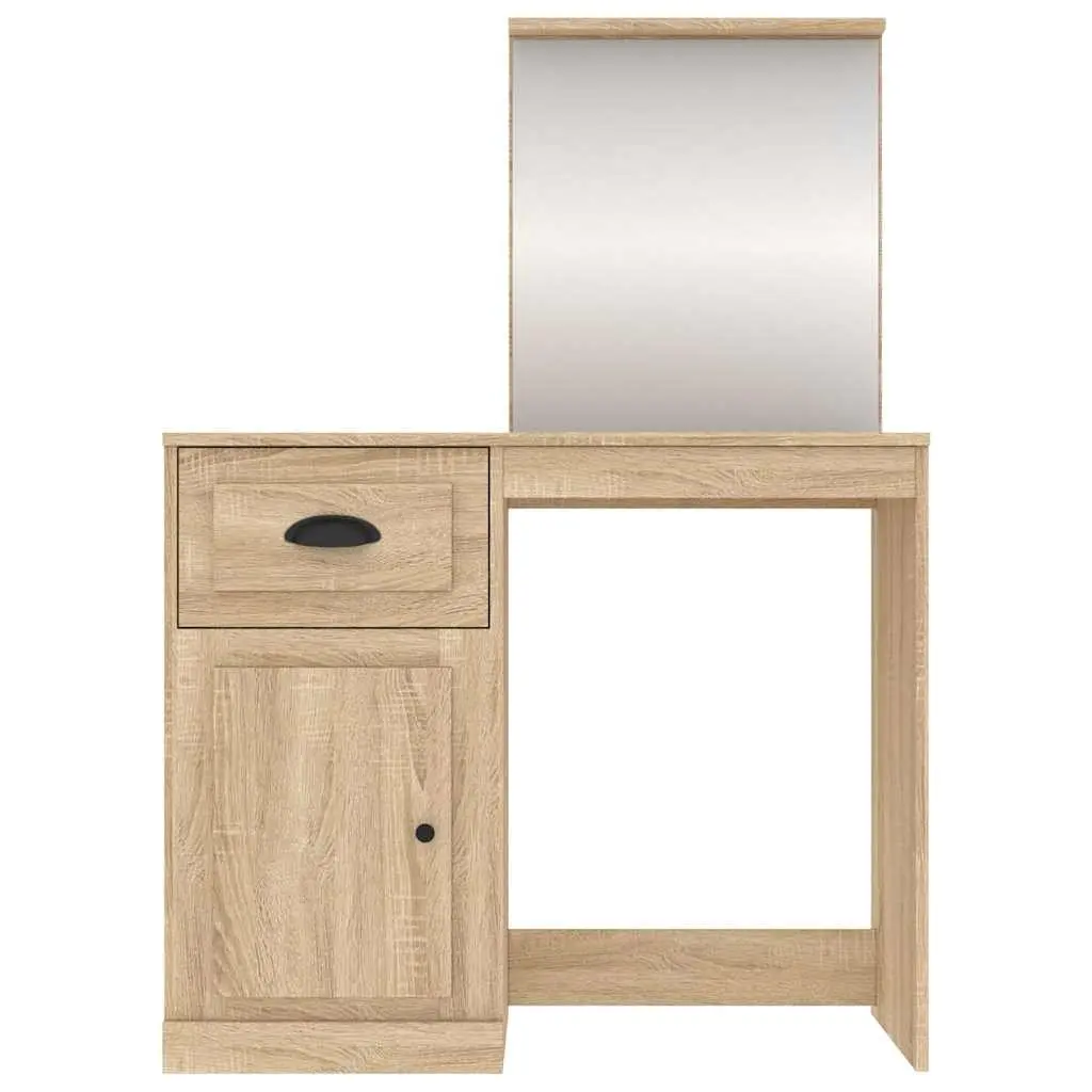 Brown Engineered Wood Dressing Table with Mirror