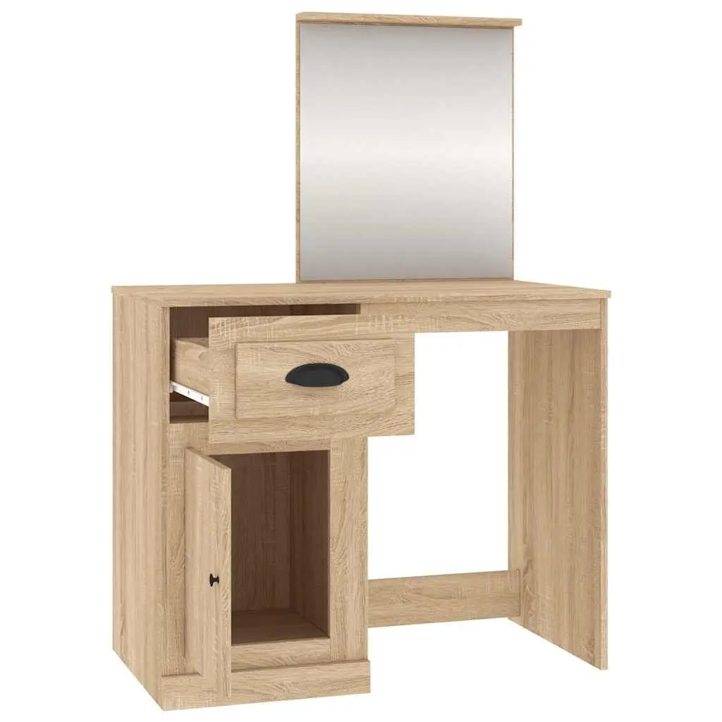 Brown Engineered Wood Dressing Table with Mirror