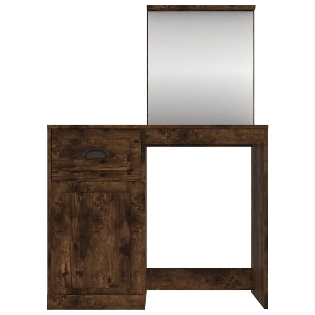 Brown Vanity Storage Makeup Desk with Mirror
