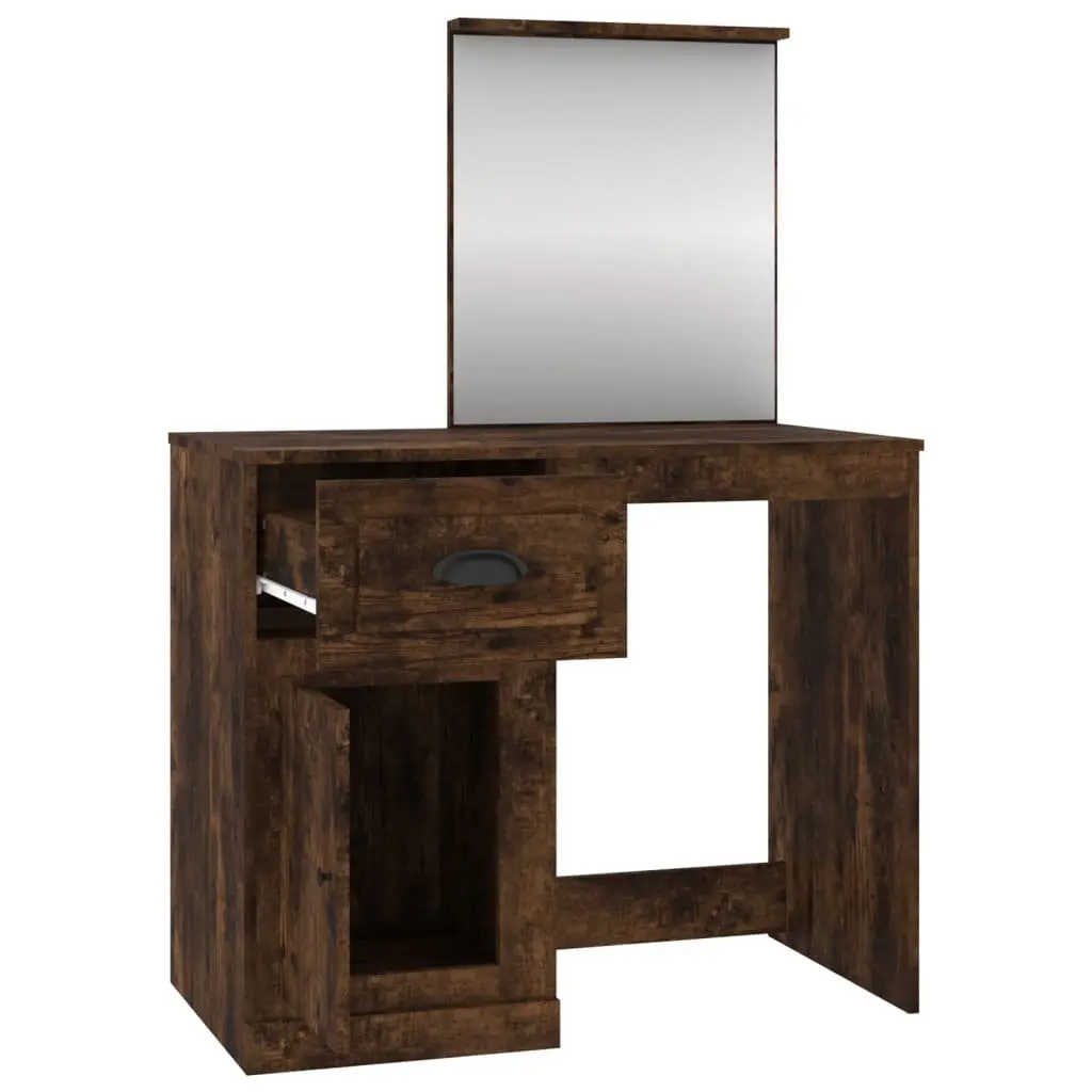 Brown Vanity Storage Makeup Desk with Mirror