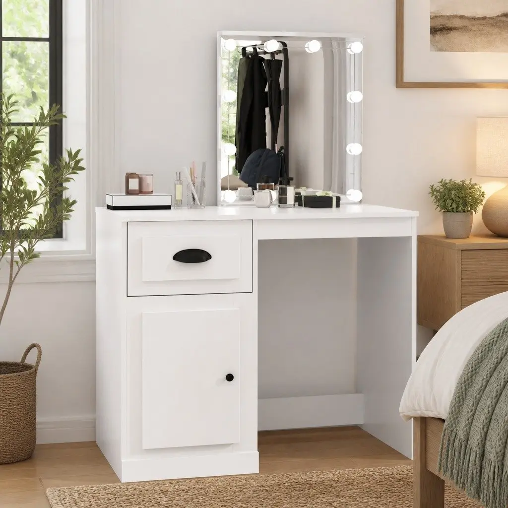 Dressing Table with LED Mirror and Ample Storage