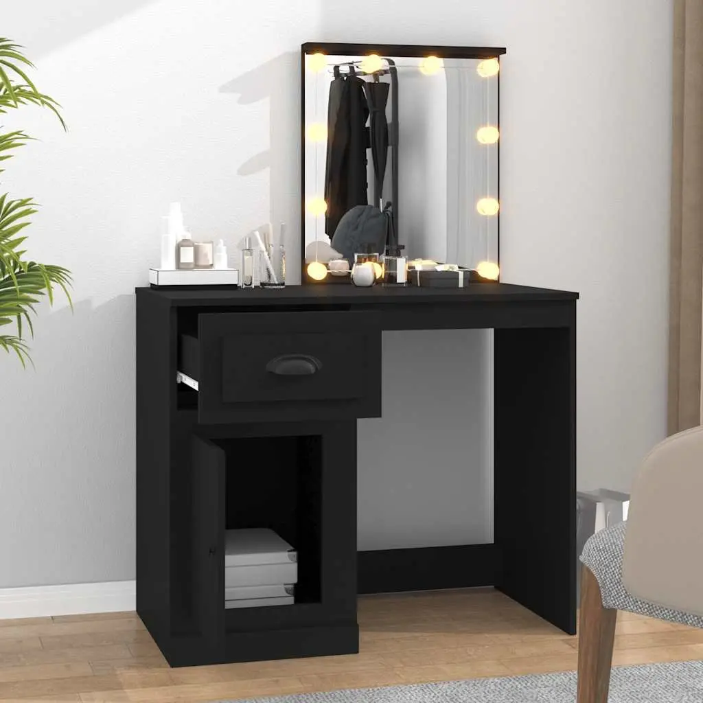 Black Dressing Table with LED Mirror