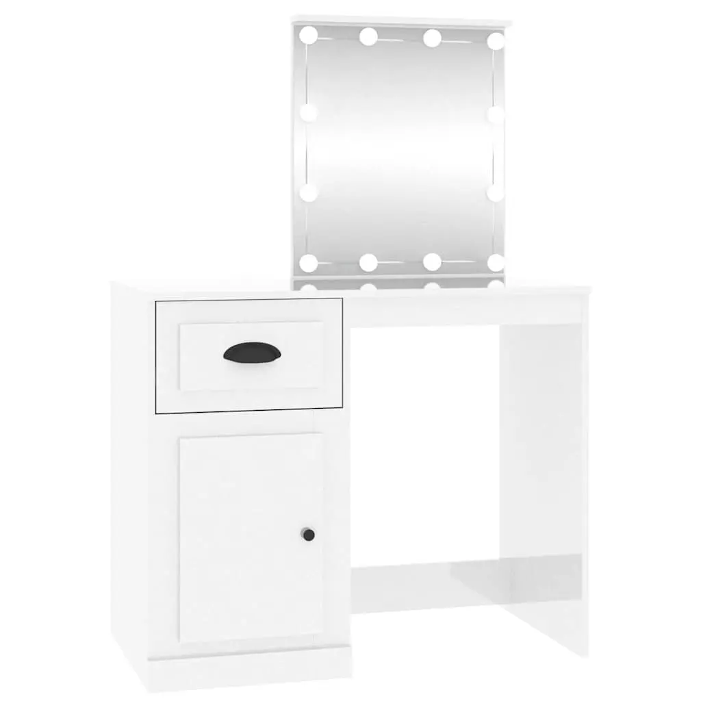 High Gloss White Dressing Table with LED Mirror