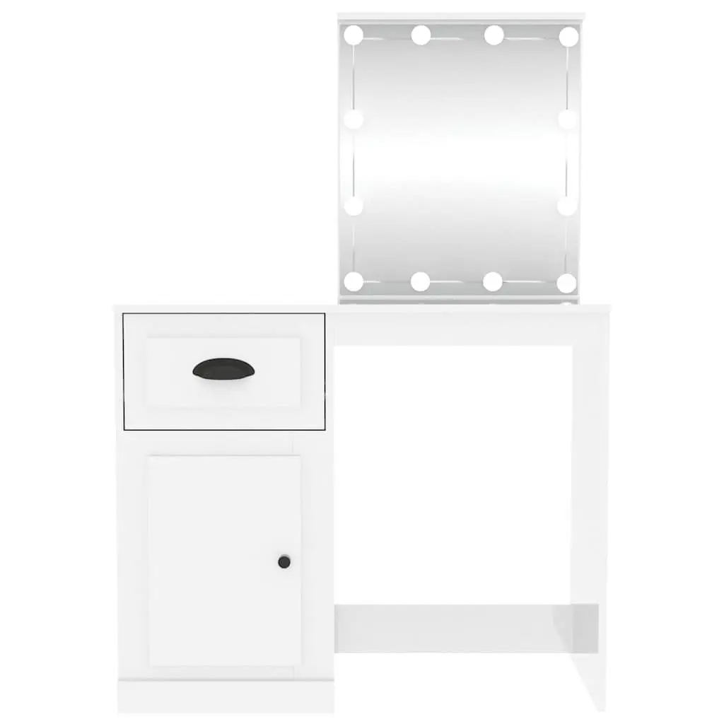 High Gloss White Dressing Table with LED Mirror