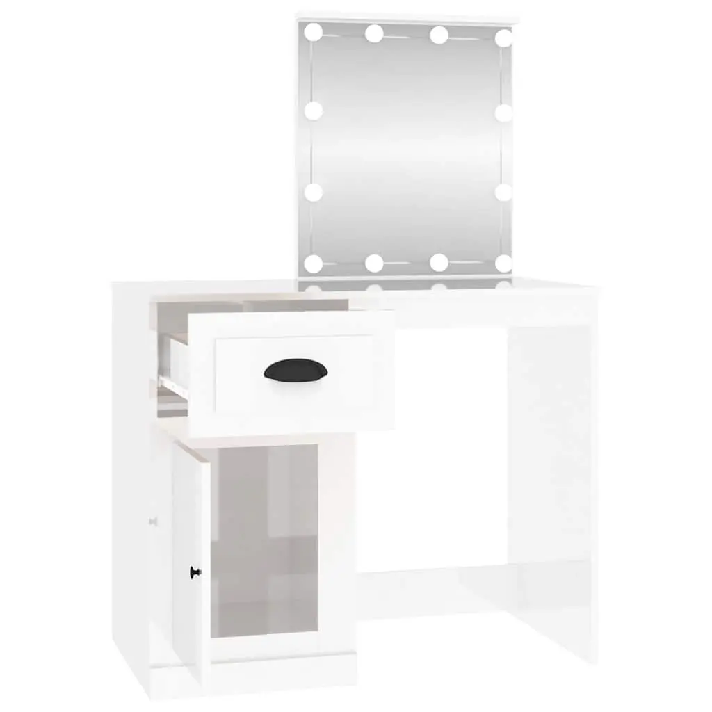High Gloss White Dressing Table with LED Mirror