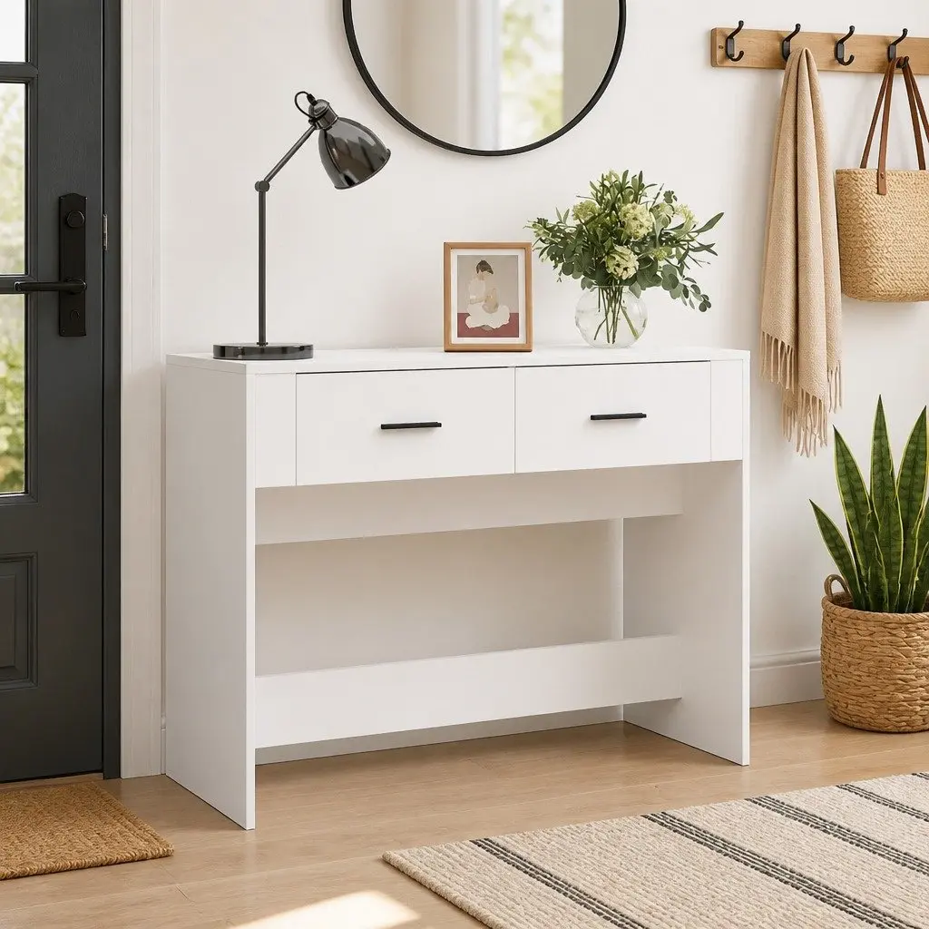 White Console Table 100x39x75 cm Engineered Wood