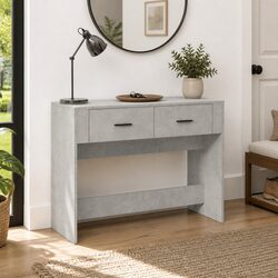 Console Table Grey Hallway Entryway Side Table with 2 Drawers Storage