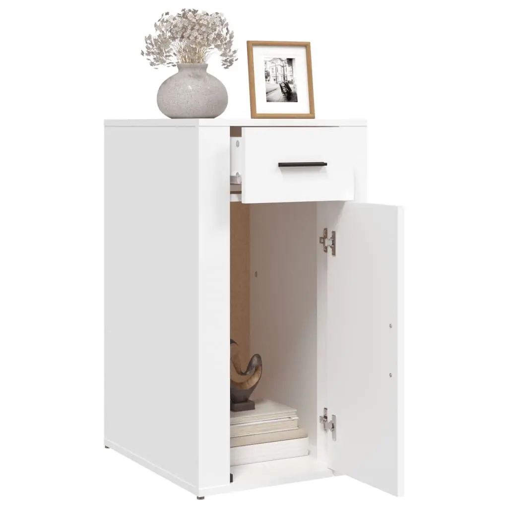 Desk Cabinet Engineered Wood 40W x 49D x 75H cm White Storage Organizer