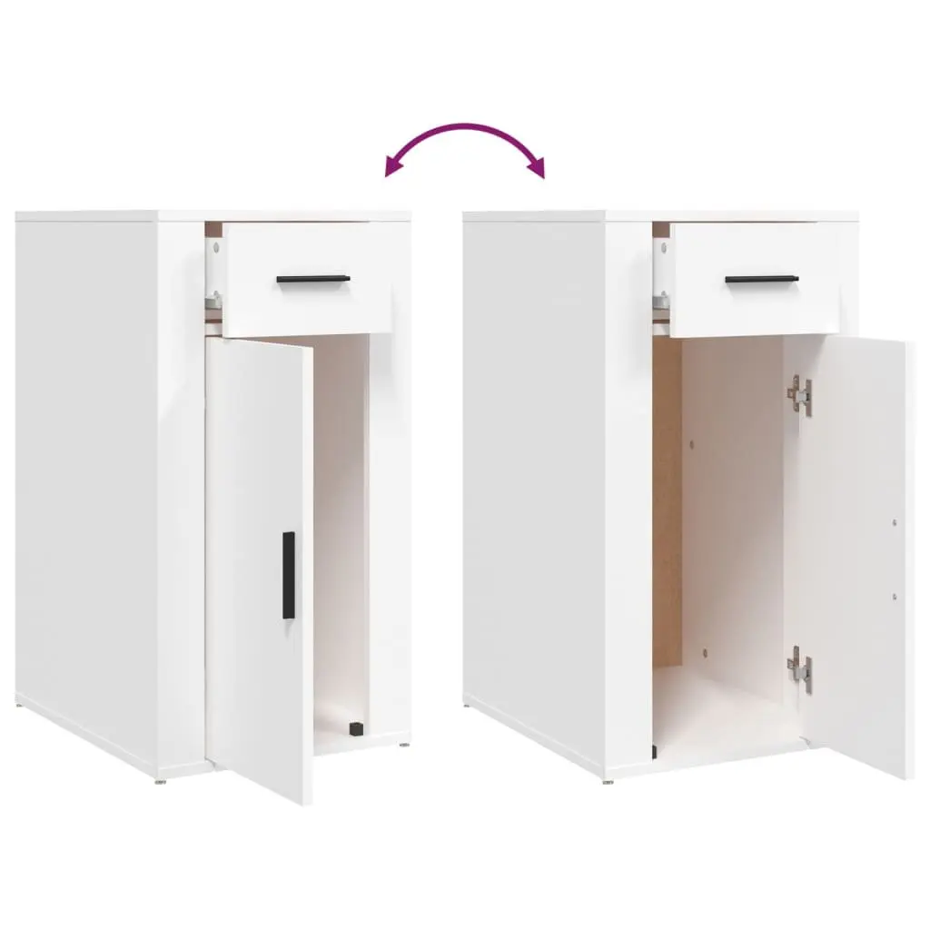 Desk Cabinet Engineered Wood 40W x 49D x 75H cm White Storage Organizer