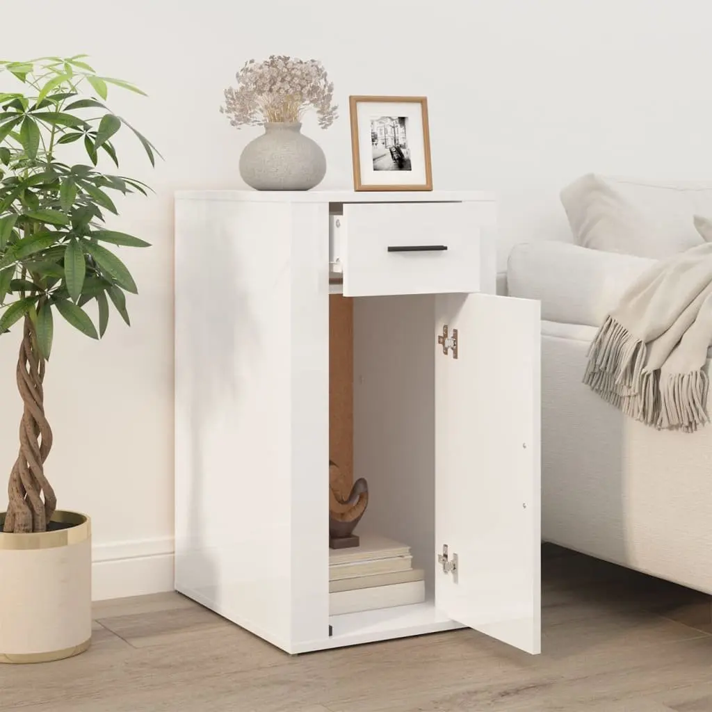 High Gloss White Desk Cabinet for Organized Spaces
