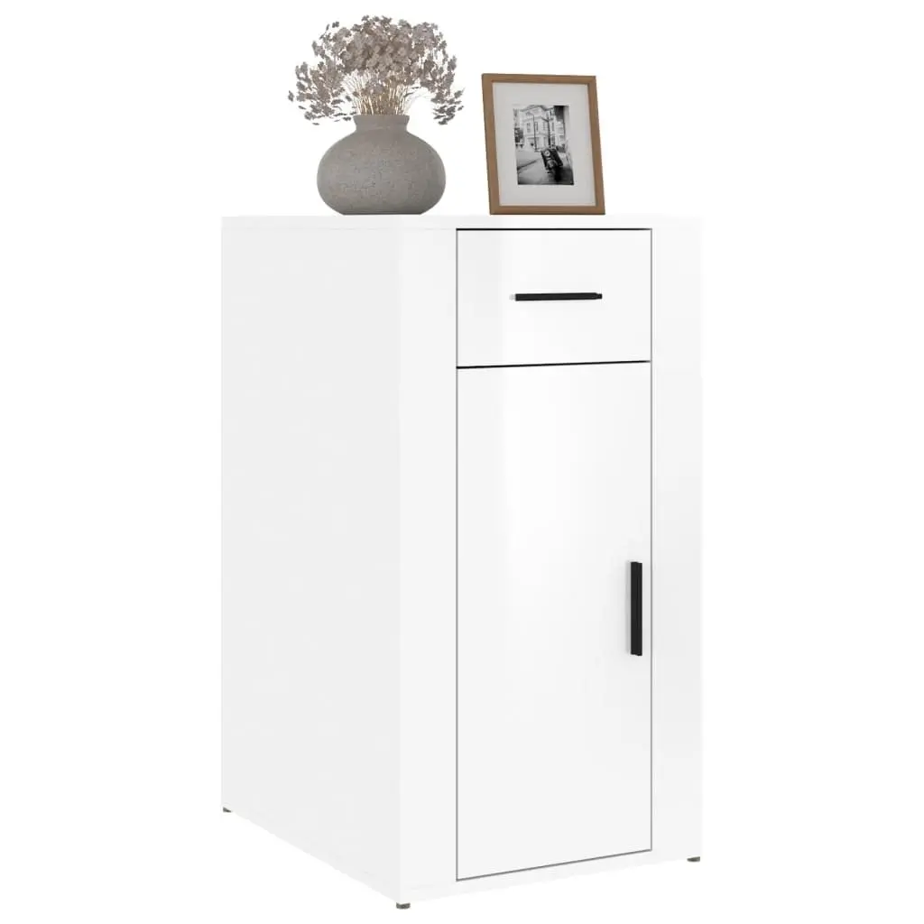High Gloss White Desk Cabinet for Organized Spaces