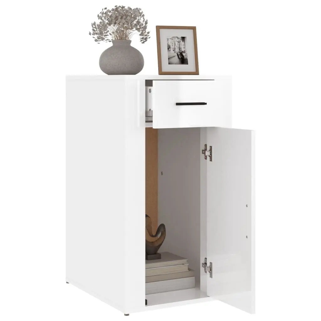 High Gloss White Desk Cabinet for Organized Spaces