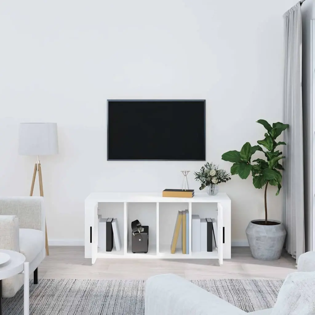 White TV Cabinet 100x35x40 cm in Engineered Wood