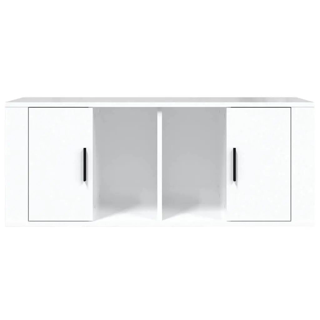 High Gloss White Media Storage Unit with 4 Compartments