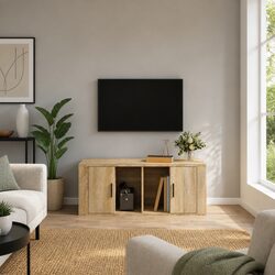 Brown Engineered Wood TV Cabinet with 4 Compartments