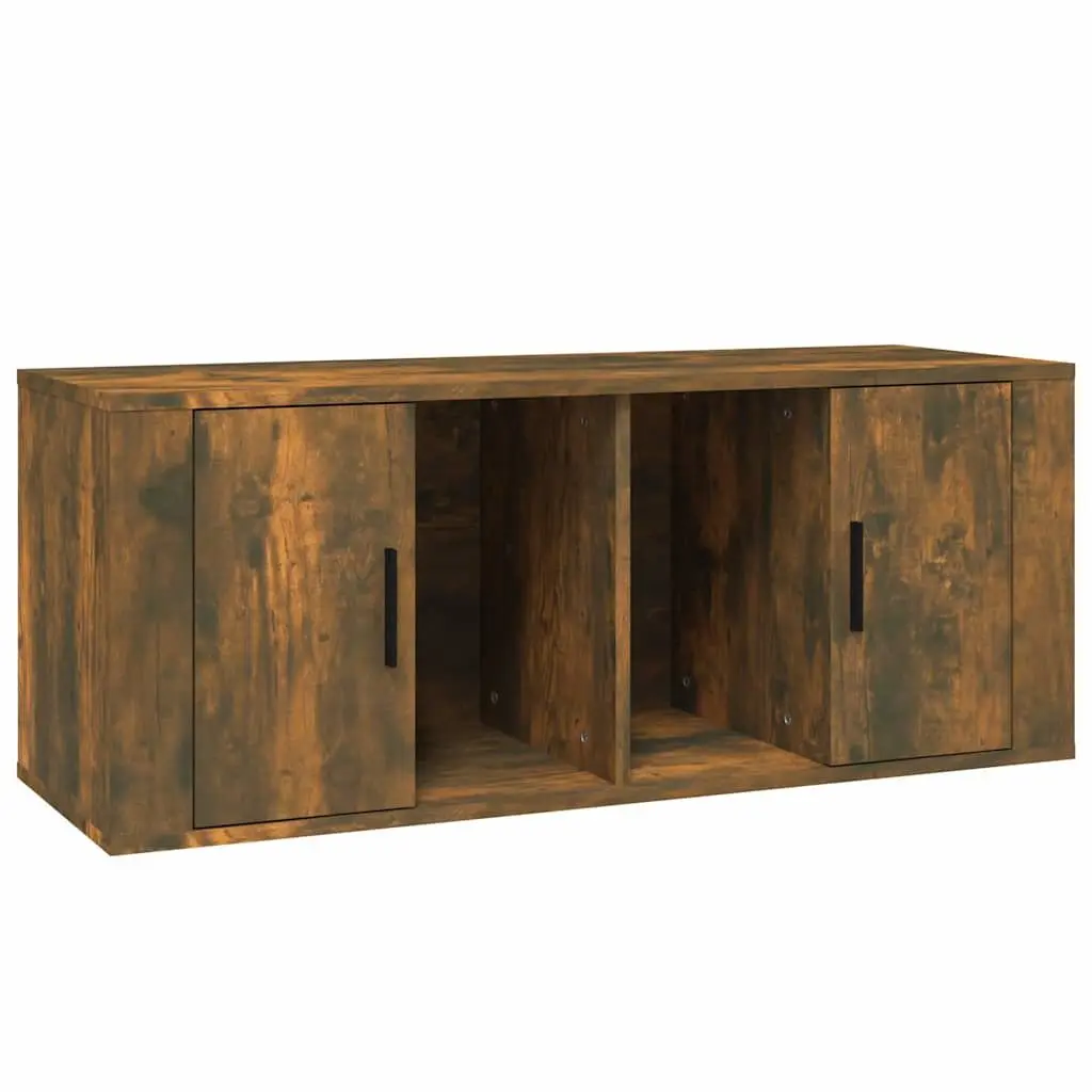 Brown Engineered Wood TV Cabinet with Storage Compartment