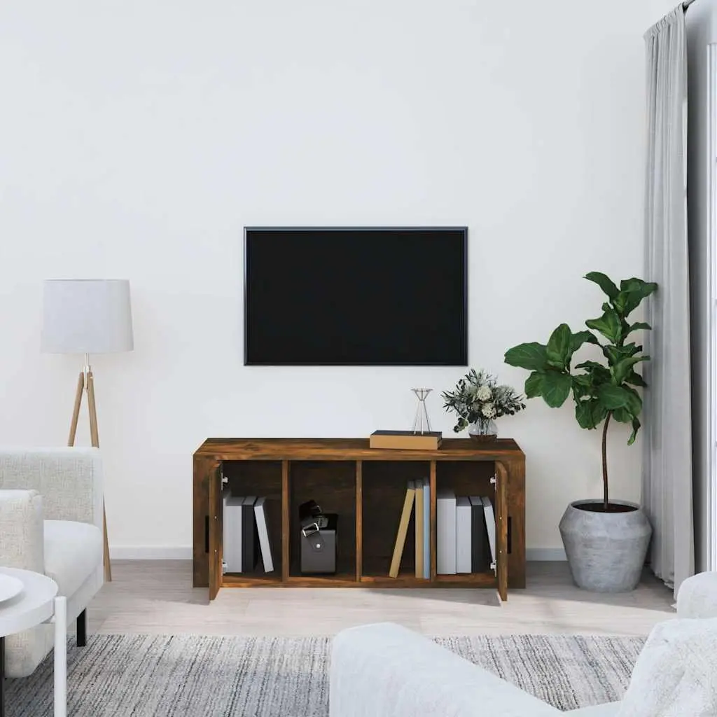 Brown Engineered Wood TV Cabinet with Storage Compartment