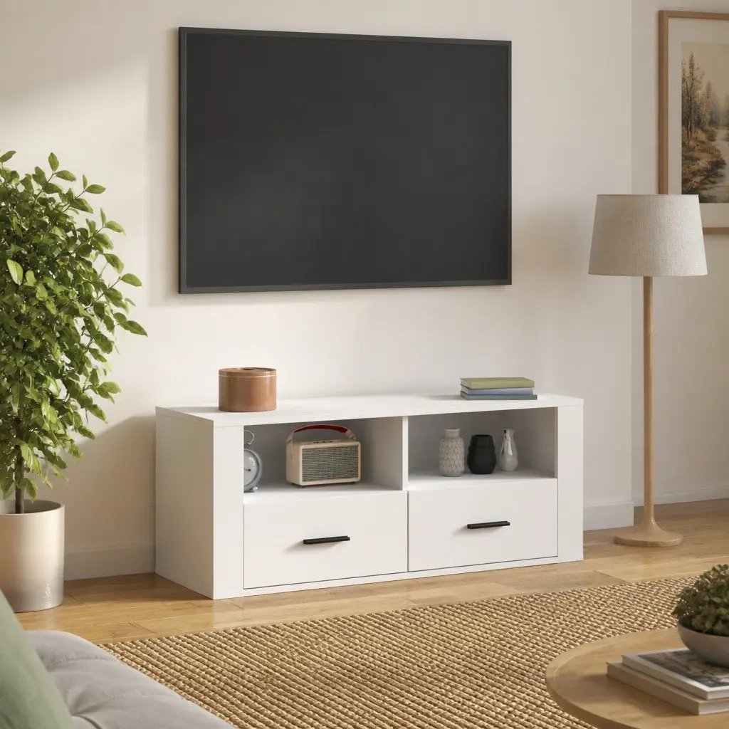 TV Cabinet Engineered Wood 100x35x40 cm White