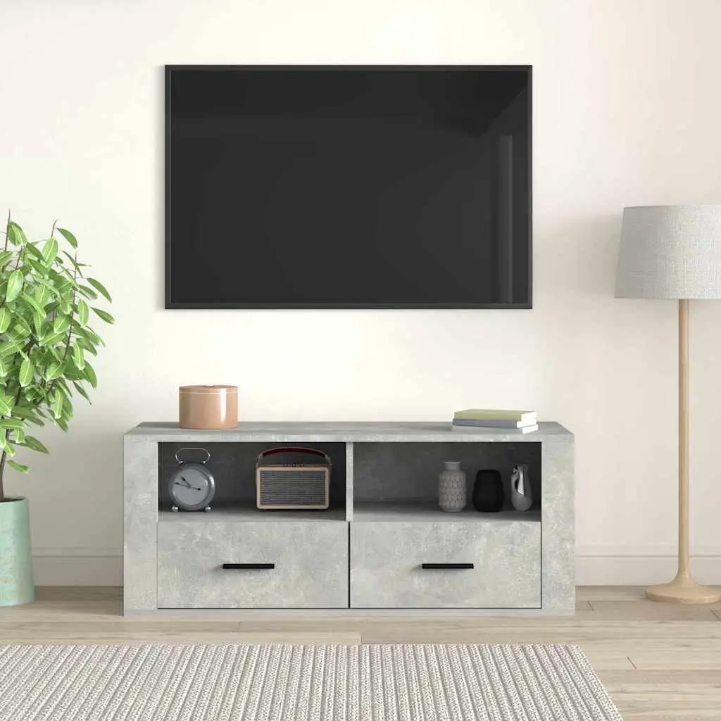 Concrete Grey Engineered Wood TV Cabinet Storage Unit