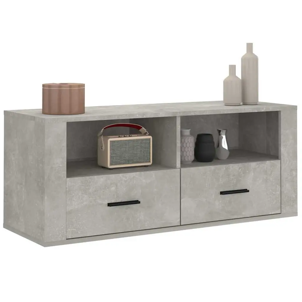 Concrete Grey Engineered Wood TV Cabinet Storage Unit